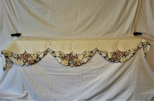 Vista 6 de Camino de chimenea con hojas de arce otoñales sobre arpillera marfil estilo lino, tamaño 90 x 19 pulgadas, Beige