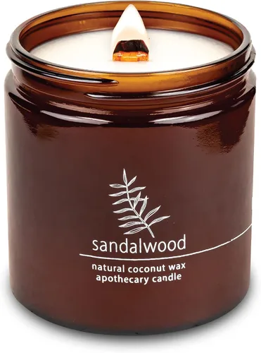 Vista 25 de Vela de mecha de madera agrietada Hemlock Park hecha a mano con cera de coco natural (grande de 16 oz, ámbar) Coconut Apricot Wax Crackling Wood