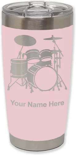 Vista 14 de LaserGram Vaso aislado al vacío de 20 onzas, juego de batería, grabado personalizado incluido (negro)