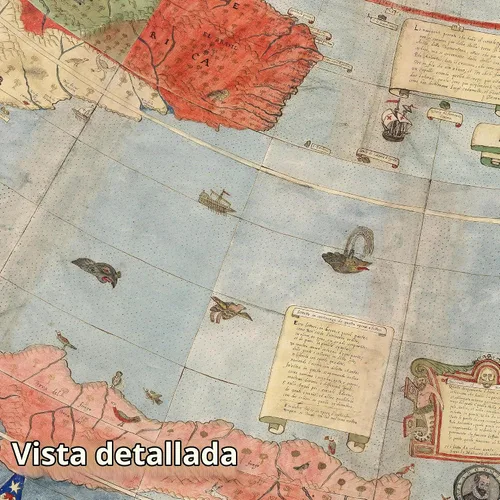 Vista 3 de Mapa histórico - Mapa del mundo, 1587, Urbano Monte - Arte de pared vintage - 24 x 24 pulgadas
