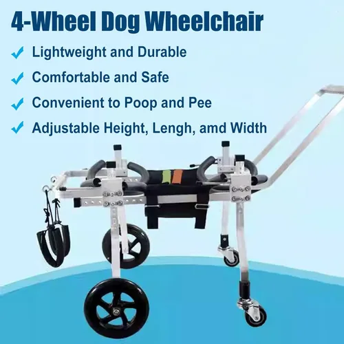 Vista 2 de Silla de ruedas para perros, ayudas de movilidad para mascotas discapacitadas, carrito para silla de ruedas para perros de 4 ruedas, silla de ruedas