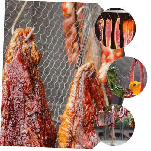 Vista 3 de Healeved 20 ganchos de carne para ahumar y secar, ganchos pequeños para tocino, pollo, salchicha de carne y jamón para procesamiento de carne