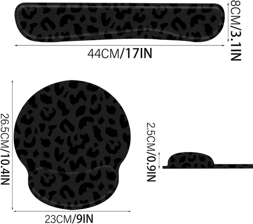 Vista 2 de Juego de 2 almohadillas para reposamuñecas para teclado y mouse, soporte ergonómico, alfombrilla de mouse para juegos, espuma viscoelástica, base