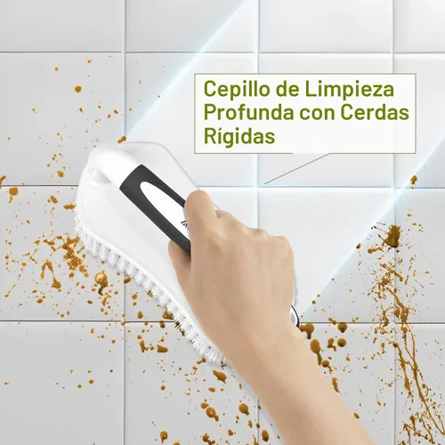 Vista 4 de Amazer - Cepillo de fregado para limpieza con agarre cómodo, limpiador de ducha con cerdas rígidas con mango, cepillo limpiador resistente