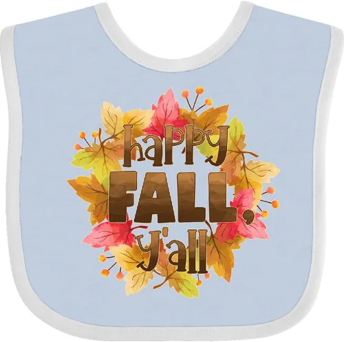 Vista 16 de inktastic Happy Fall, Y'all Fall Leaves Wreath Baby Bib