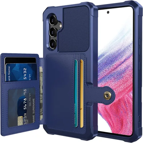 Vista 6 de Wefor Funda para Samsung Galaxy A14 5G - Funda tipo cartera con bolsillos para tarjetas de piel sintética para Samsung Galaxy A14 5G (azul)