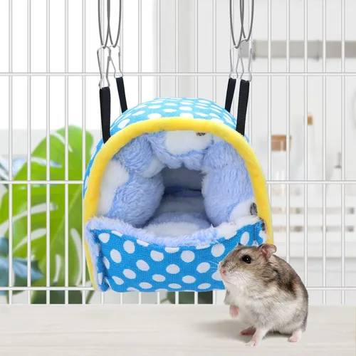 Vista 3 de Wontee Hamster Bed Hideout Sugar Glider Hamaca para animales pequeños, casa de cama cálida para hámsters, erizos, planeadores de azúcar, jerbos