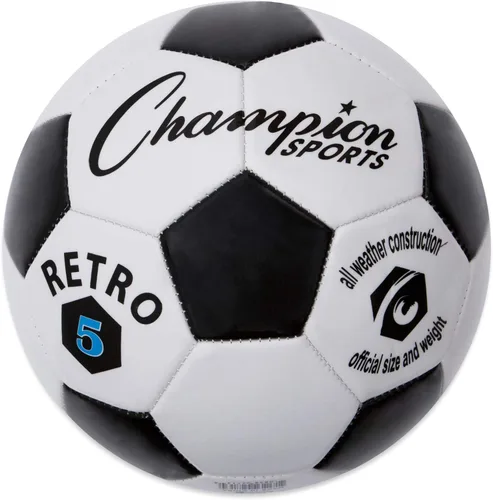 Vista 8 de Champion Sports® Balón de fútbol retro – Diseño clásico en blanco y negro, cubierta de TPU de tacto suave, balón para todo clima para juego de club