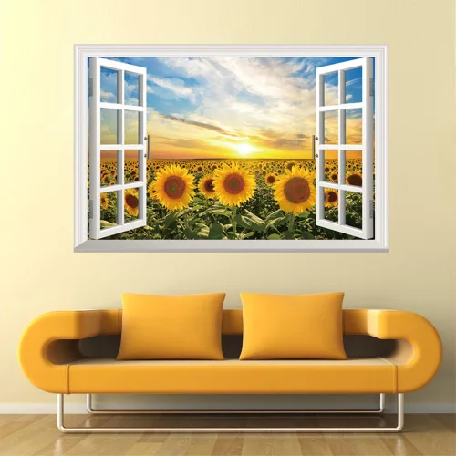 Vista 5 de Adhesivo de pared extraíble para ventana 3D, diseño de playa, decoración mural para el hogar, dormitorio, dormitorio