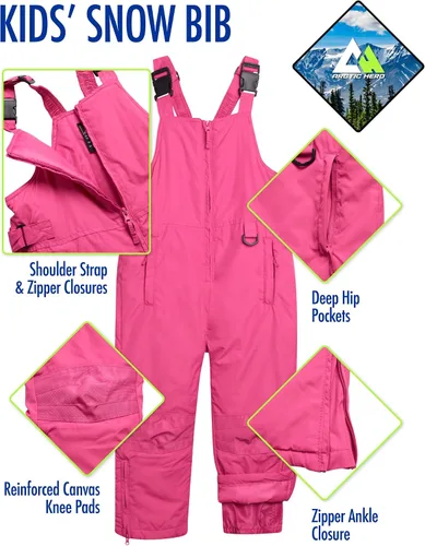Vista 2 de Babero de nieve para niños Unisex para niños y niñas con aislamiento impermeable pantalones de nieve para esquísnowboard (2T-18)