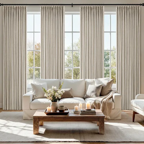 Vista 28 de MIULEE Juego de 4 paneles de cortinas plisadas de lino de 40 x 84 pulgadas Beige Blanco