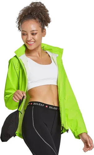 Vista 6 de BALEAF Women's Cycling Rain Jackets Waterproof Windbreaker Running Jackets Reflective Rain Gear Packable Lightweight Hooded