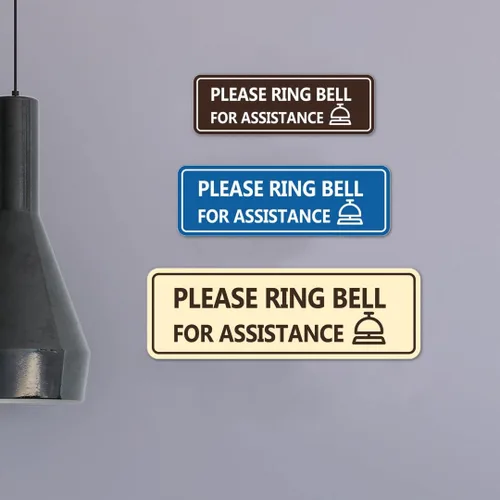 Vista 4 de Standard Please Ring Bell for Assistance (Bell) Sign (azul) - Pequeño
