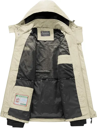 Vista 2 de Spmor Chaqueta impermeable con capucha para deportes al aire libre para hombre