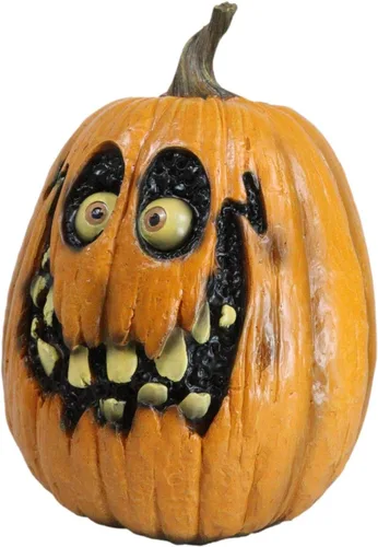 Vista 2 de Ebros Gift Halloween Extreme Ray Villafane Escultura de calabaza espeluznante fantasma demoníaco sonriendo cráneo figura figura de acento
