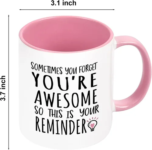 Vista 9 de YHRJWN - Taza de café Sometimes You Forget You're Awesome - Regalos inspiradores de amistad de cumpleaños para mujeres, compañeras de trabajo