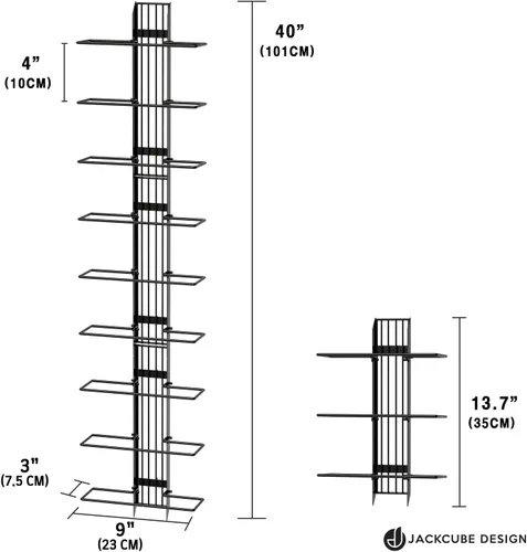 Vista 7 de J JACKCUBE DESIGN MK823A - Organizador de pared para 9 botellas, soporte de almacenamiento de vino de metal resistente para cocina, bodega y Negro