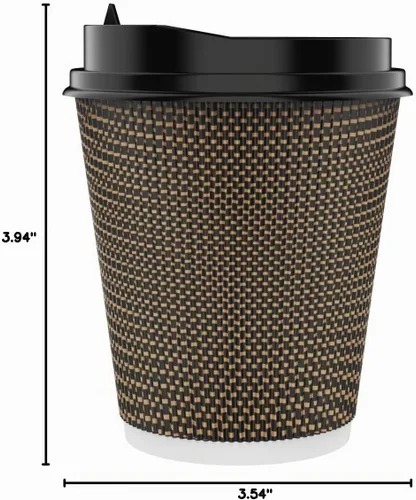 Vista 8 de LITOPAK - Paquete de 80 vasos de papel desechables de 10 onzas, tazas de café con tapa, agitadores