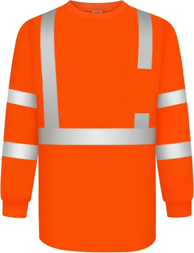 Vista 8 de TCCFCCT Camisas de seguridad para hombre reflectantes Clase 3 de manga larga de alta visibilidad, camisas de alta visibilidad para hombre y mujer