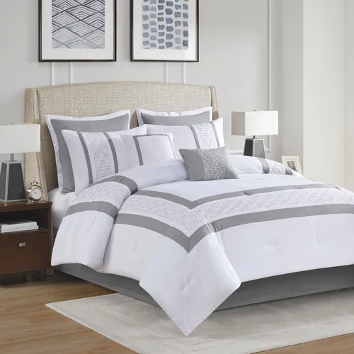 Vista 9 de 510 DESIGN Juego de edredón tamaño Queen, edredones estilo hotel para cama de tamaño Queen, con bordes bordados y piezas para todas las estaciones