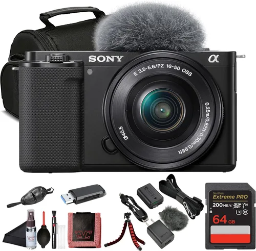 Vista 9 de Sony ZV-E10 - Kit de cámara sin espejo con lente de zoom de potencia de 16-50mm II (negro) Sensor APS-C Herramienta compacta para creadores +