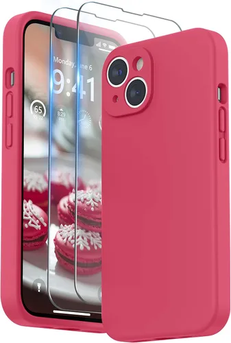 Vista 27 de SURPHY Funda para iPhone 14 Plus con Protector de Pantalla y Protección de Cámara, Funda de Teléfono de Silicona Líquida con Forro de Microfibra