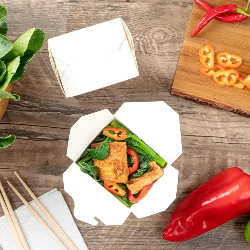 Vista 7 de Restaurantware Cajas para llevar comida china: 25 paquetes de 16 onzas, recipientes desechables para llevar, resistentes a la grasa, recipientes