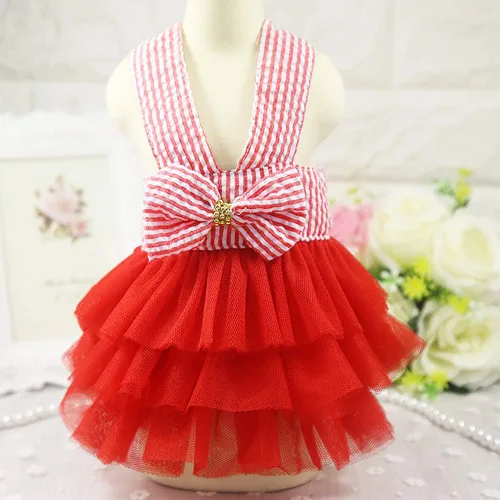 Vista 3 de Ropa para perro, arnés y vestido, paquete de vestidos Yorkie para niña, vestido rosa, trajes azules, lindo juego de correa, talla XS