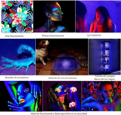 Vista 6 de Barra de Luz Negra 10W 1 pie LED Luz Negra UV para Póster de Tapiz Fluorescente, Pintura Corporal, Fiesta Brillante, Tiras de Luz UV para Gabinete
