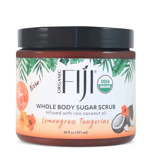 Vista 9 de Organic Fiji Exfoliante para todo el cuerpo - Infundido con aceite de coco, exfoliante de azúcar para una piel suave y suave, exfolia y restaura