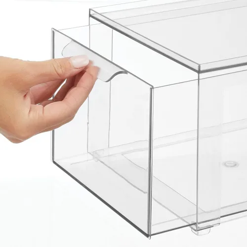 Vista 6 de Papelera mDesign apilable, con cajón extraíble, para cocina, transparente