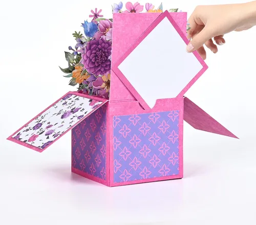 Vista 4 de Giiffu - Tarjeta de felicitación 3D emergente para el día de la madre, hecha a mano, de papel, floral, para todas las ocasiones, con sobre y tarjeta