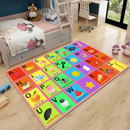 Vista 11 de Alfombras de área para niños, 3 x 4 pies, alfabeto, números y formas, alfombra de aprendizaje educativa para niños para sala de juegos, sala