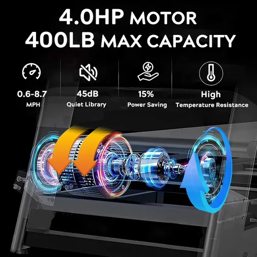 Vista 7 de Cintas de correr con inclinación automática para casa, correr en subida, grado comercial resistente, 4.0HP capacidad de peso de 400+lb, cintas