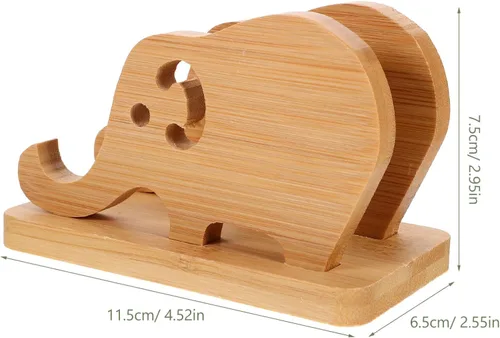 Vista 6 de UKCOCO Soporte de almohada de bambú de madera para teléfono Soporte de teléfono de elefante Soporte de teléfono Base de soporte de teléfono de bambú