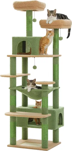 Vista 11 de PAWZ Road Árbol grande para gatos, torre para gatos de 72 pulgadas para gatos grandes, condominio para gatos con postes rascadores y almohadillas