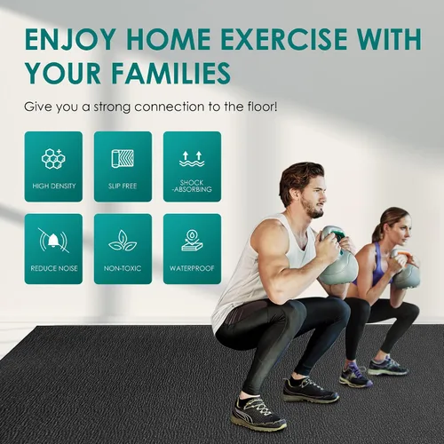 Vista 2 de Large Exercise Mat, 8' x 6'/8' x 4'/6' x 4' Extra Durable Workout Mats for Home Gym Flooring, High-Density Gym Mats Cardio Mat for Jump Rope, MMA