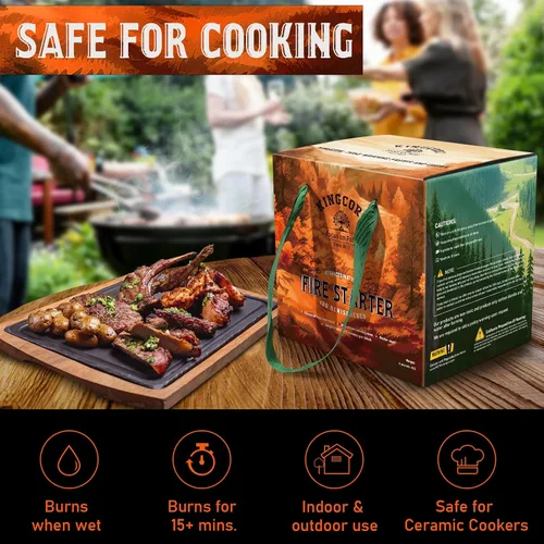 Vista 4 de Iniciadores de fuego, 120 piezas hemisferios de carbón cuadrados para barbacoa, parrilla, chimenea, fogatas, estufas de leña ahumado, chimenea