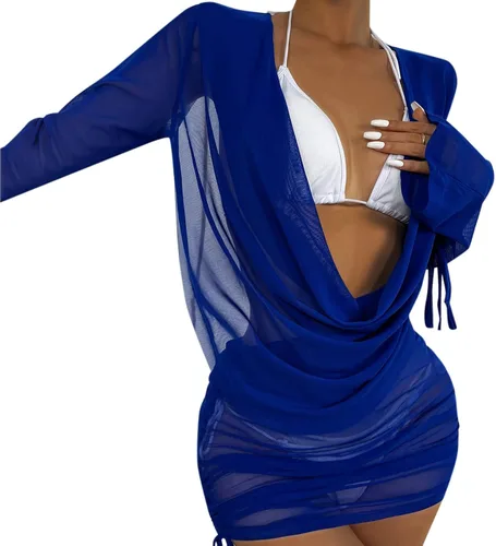 Vista 4 de SNKSDGM Womens Swimsuit Coverup Crochet Hollow Out Bikini Swimwear Boho Sexy Beach Cover Up Dress Beachwear