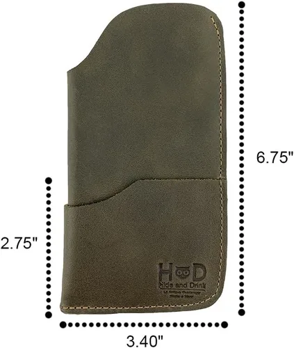Vista 6 de Hide & Drink, Funda rústica para lentes de sol y cartera hecha a mano de cuero de grano completo