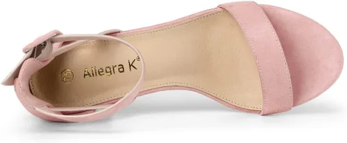 Vista 4 de Allegra K Sandalias de tacón bajo con correa de tobillo para mujer