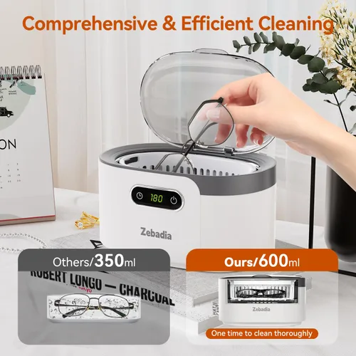 Vista 3 de Máquina Limpiadora de Joyería por Ultrasonidos: Limpiador Sónico de 600ml con Temporizador Digital para Lentes, Plata, Anillos, Monedas, Cepillos