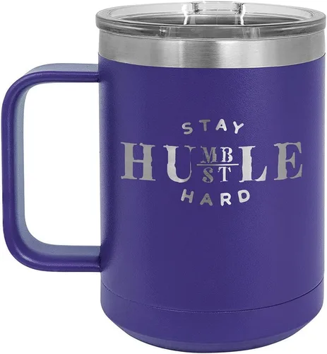 Vista 11 de STAY HUMBLE HUSTLE HARD Negro 15 oz Taza de café w/tapa deslizante Taza de café de viaje aislada Ideas de regalos de cumpleaños o Navidad