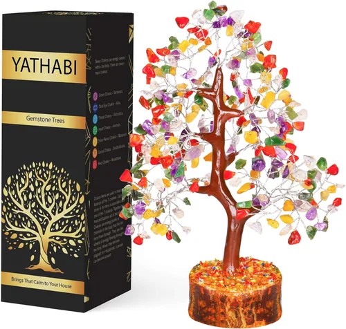 Vista 17 de YATHABI Escultura de gema de turmalina negra, árbol de cristal, decoración de Feng Shui, árbol de dinero de buena suerte