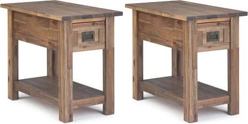 Vista 16 de SIMPLIHOME Monroe - Mesa auxiliar de madera de acacia maciza de 22 pulgadas de ancho en color marrón ceniza envejecido, mesa decorativa rústica