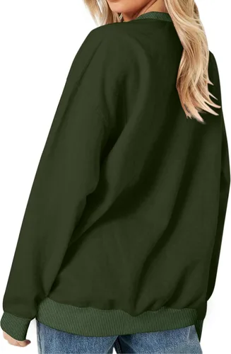 Vista 4 de Sudaderas para mujer, cuello redondo, ajuste holgado, camisetas de manga larga para mujer