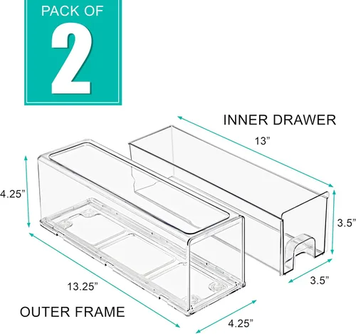 Vista 3 de Sorbus - Cajones para refrigerador, transparentes, apilables, contenedores organizadores extraíbles para cocina, congelador, tocador