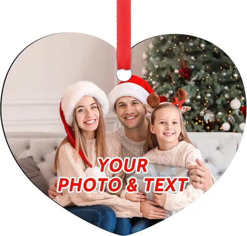 Vista 22 de Adornos de Navidad personalizados 2025, adorno de Navidad personalizado de doble cara, adorno de foto para árbol de Navidad para niños, mamá, papá