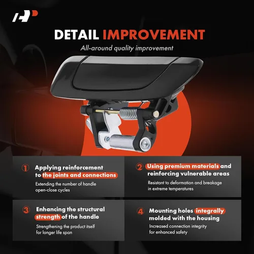 Vista 3 de A-Premium Manijas de puerta exteriores compatibles con Honda Civic 2001 2002 2003 2004 2005, sedán, negro liso, juego de 2 piezas, lado trasero
