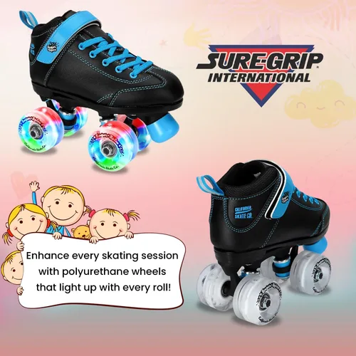 Vista 3 de Sure-Grip Sugar & Spice - Patines de ruedas para niños, botas de vinilo duraderas con acolchado cómodo, cuentan con ruedas iluminadas